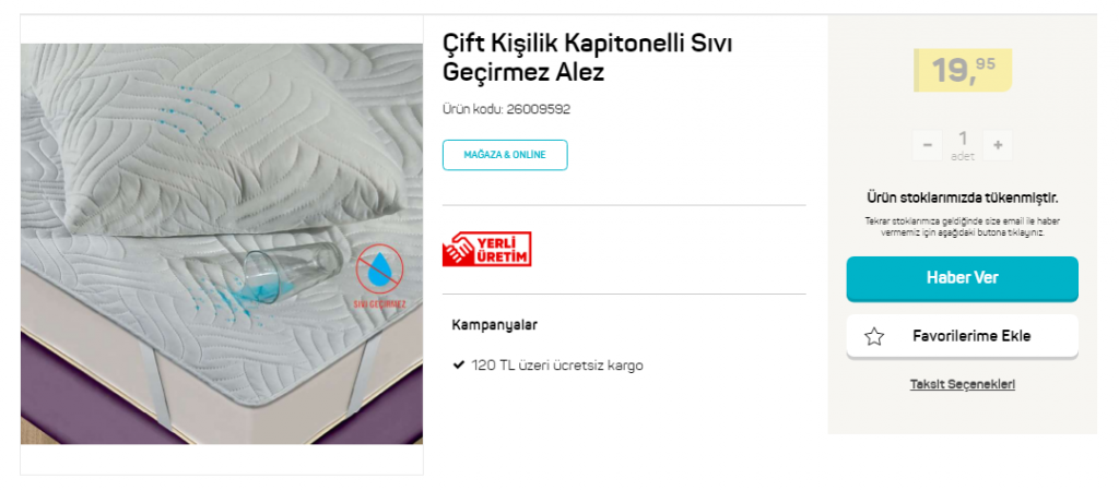 A101 yatak koruyucu alez